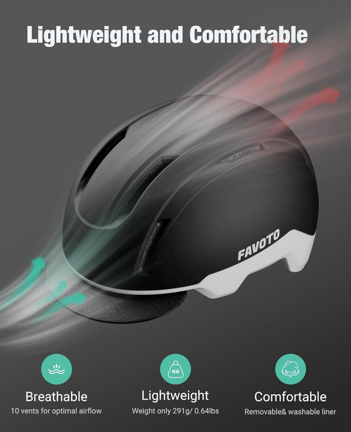 Favoto Fahrradhelm Urban mit Schirm Leicht Double Inmould