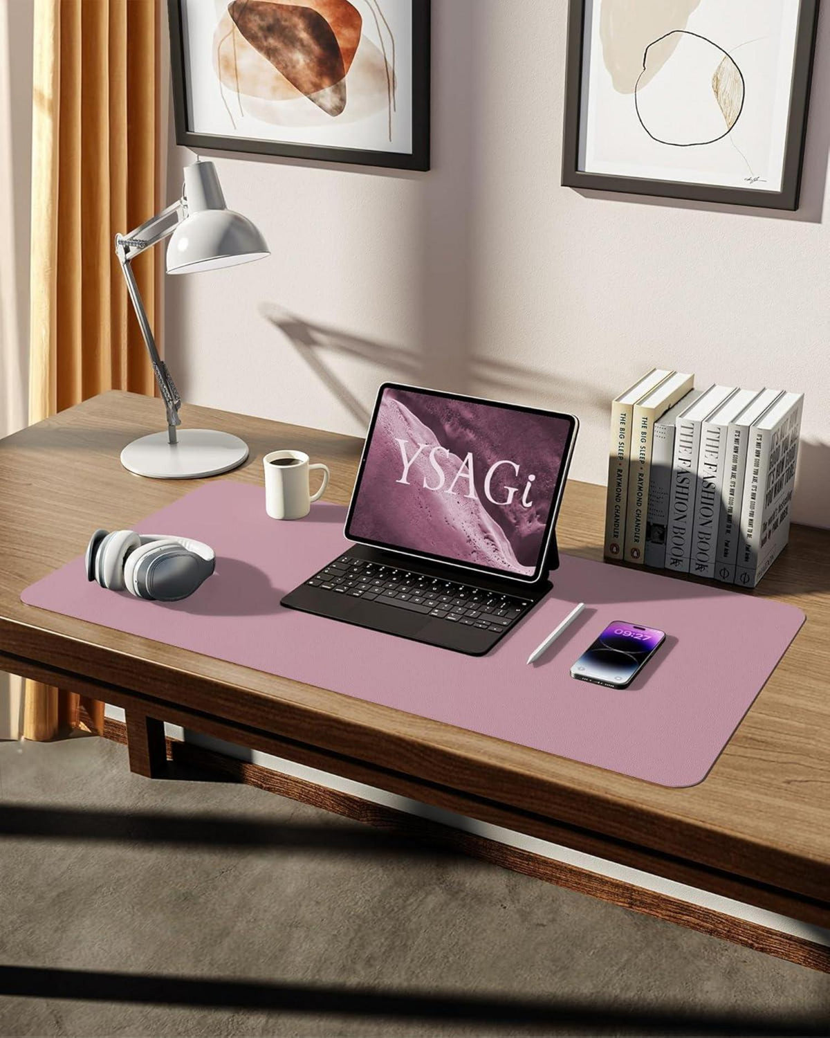 Premium XXL Leder Mauspad Schreibtischunterlage 80x40cm in Mauve