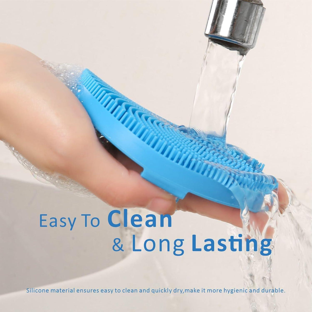 Silikon Körperschrubber Peeling Dusche Luffa Borsten hygienisch Blau