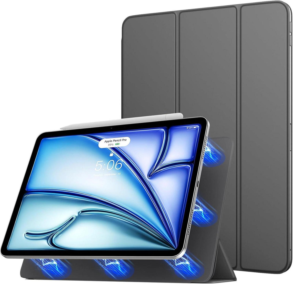 TiMOVO iPad Air 11 Hülle 2024, Trifold Ständer Grau