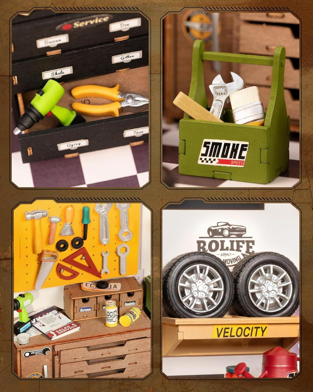Holz Puppenhaus Garage Werkstatt DIY LED Bausatz Kinder Erwachsene
