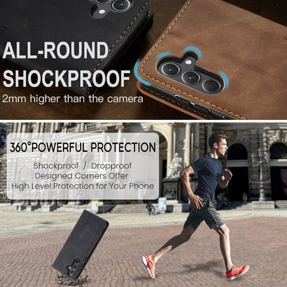 Handyhülle Samsung Galaxy A35 5G Leder Flip Case Schwarz