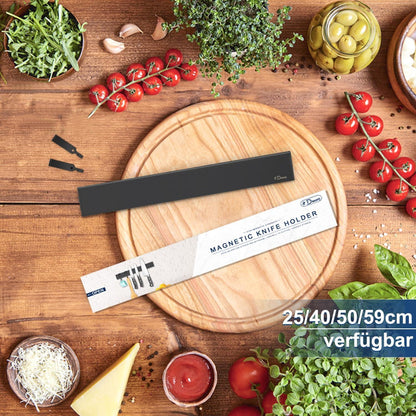 Magnetleiste Messer 25cm Edelstahl schwarz mit Haken