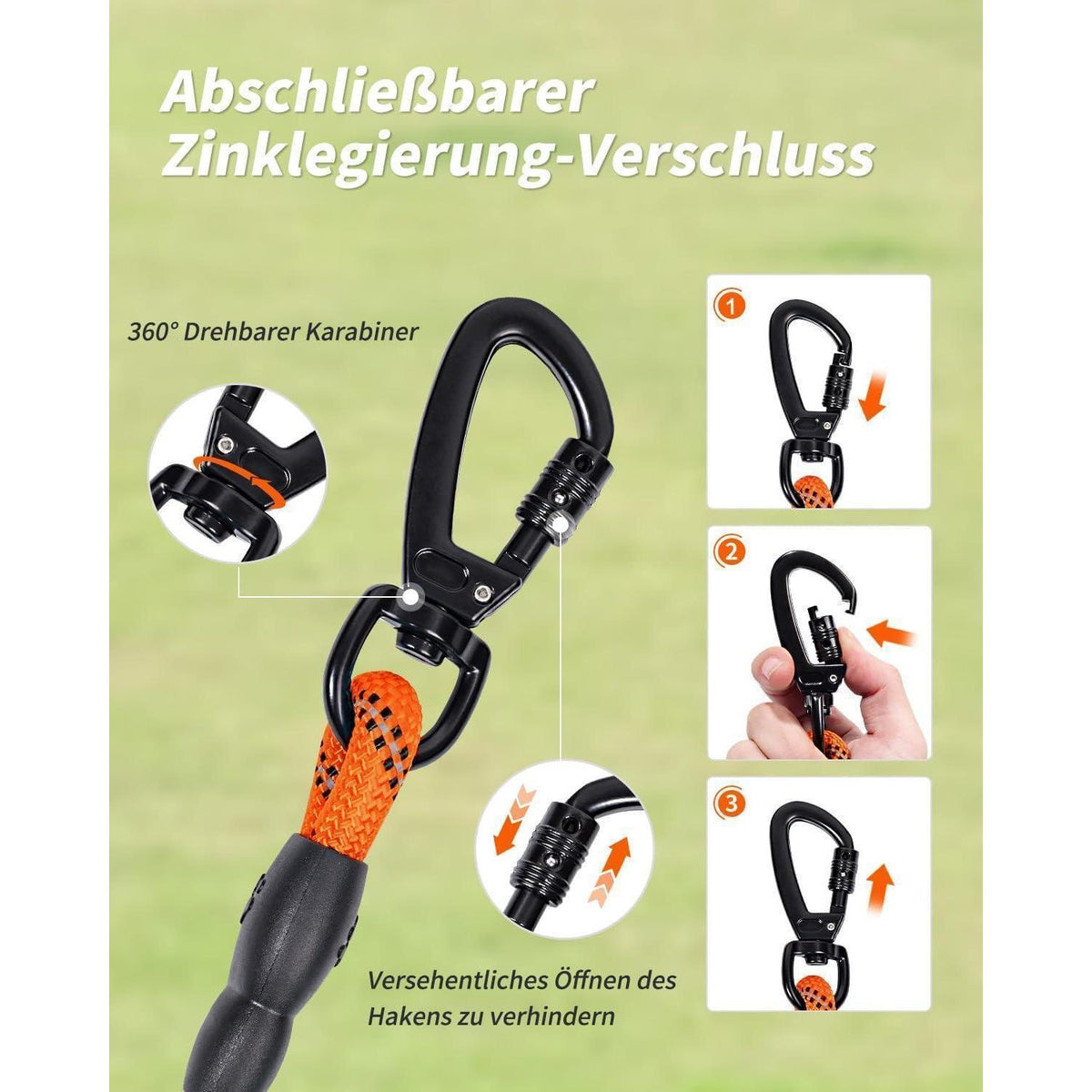 Joytale Schleppleine für Hunde, Reflektierend, Gepolsterter Griff, Orange 10m