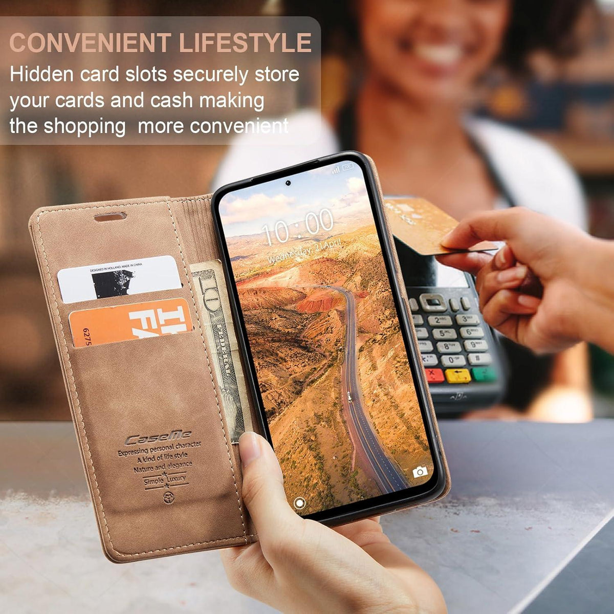 Xiaomi Redmi Note 13 5G Handyhülle Premium Lederhülle Braun