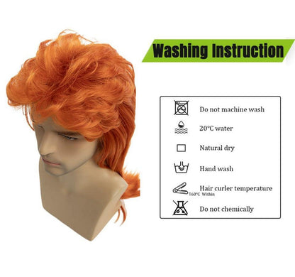 Orange Meeräsche Perücke Locken 70er 80er Vintage Cosplay Disco