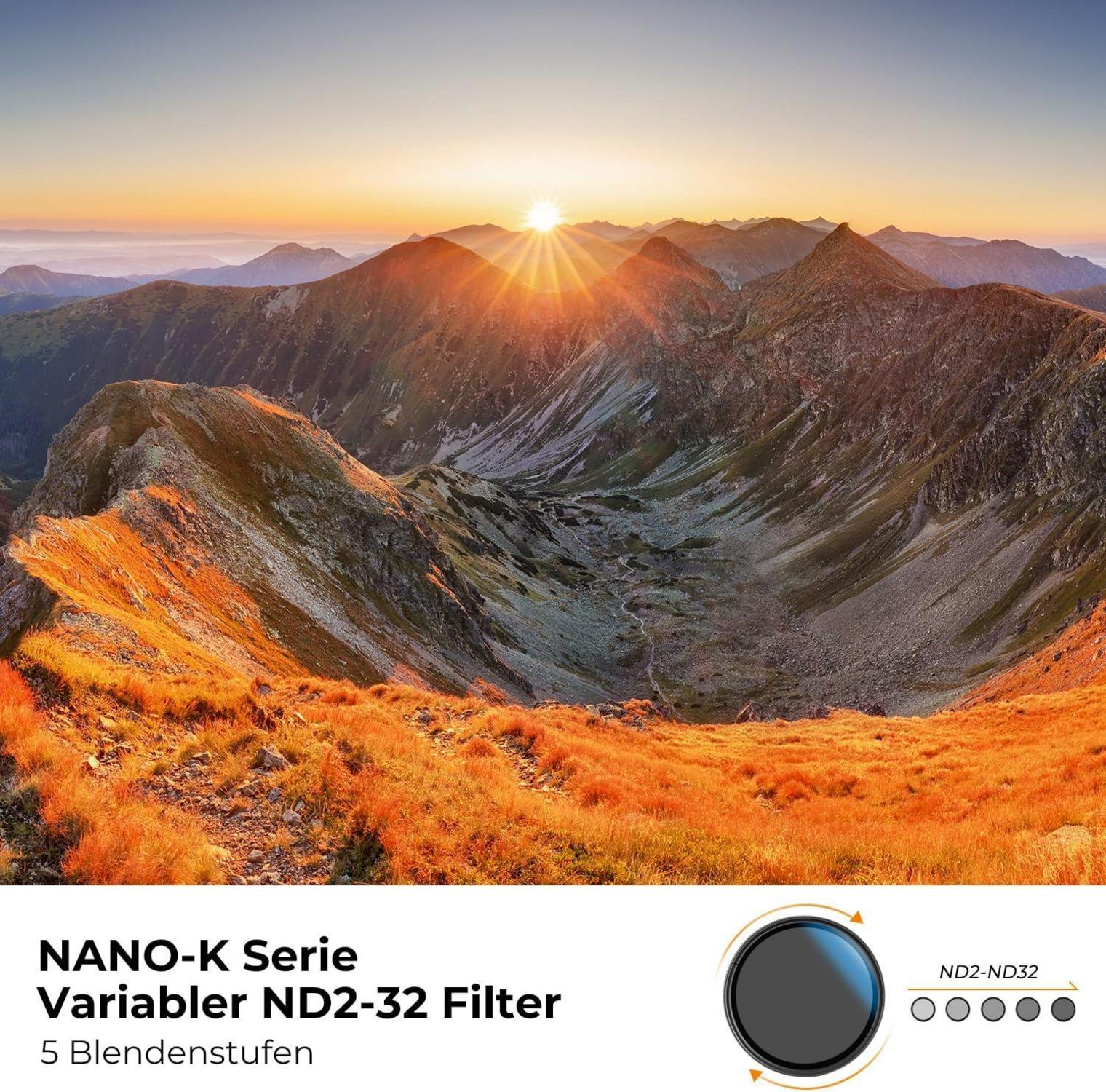 72mm K&F Concept Variabler ND Filter ND2-32 Graufilter