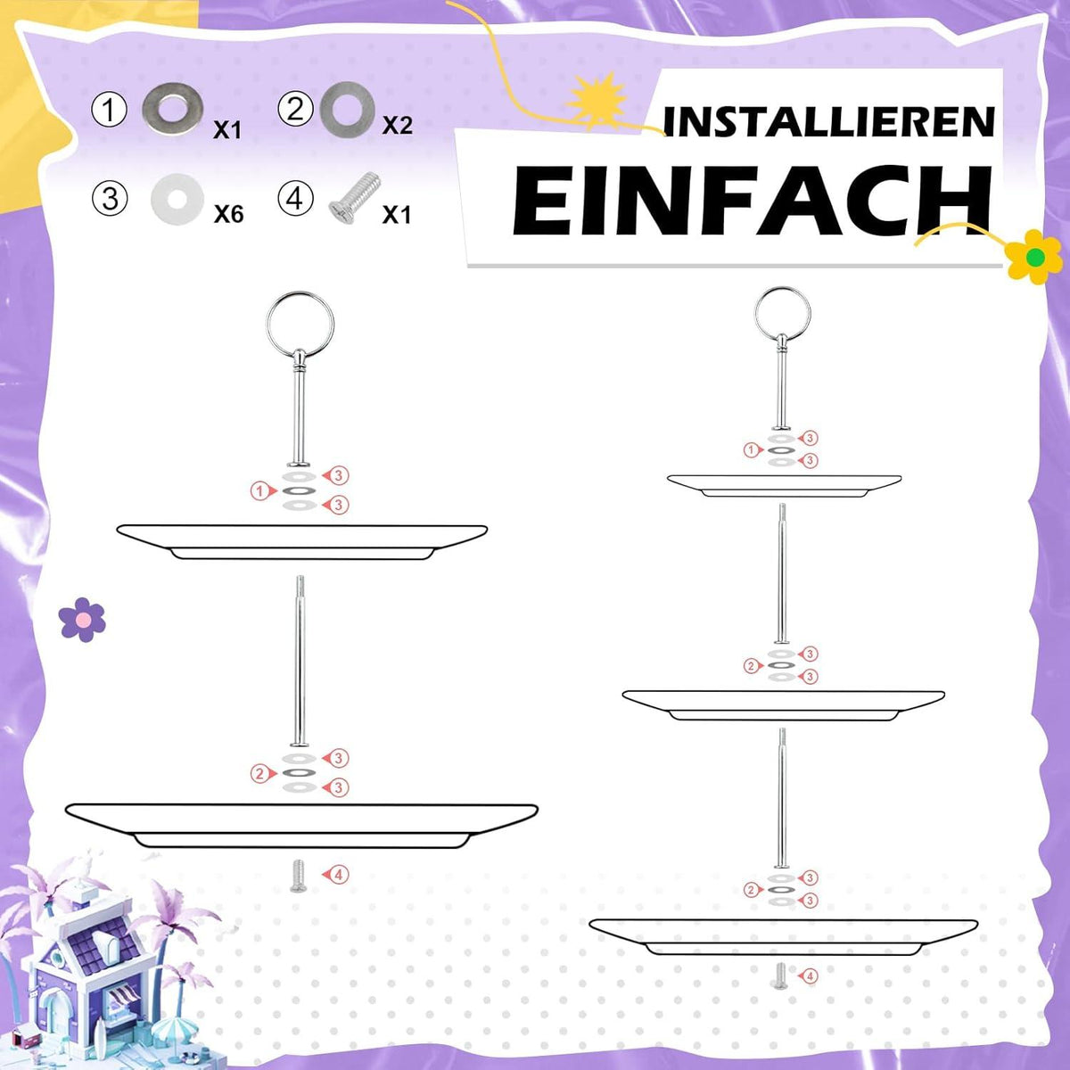 5er Pack Metallstangen für Etagere Bausatz