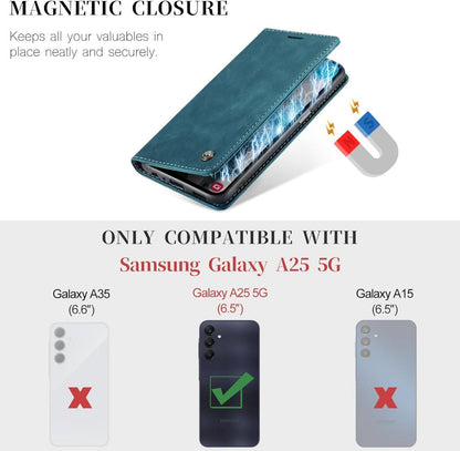 Handyhülle Samsung Galaxy A25 5G Leder Klapphülle Blaugrün