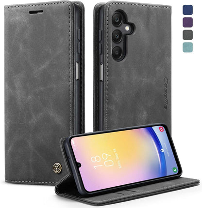 Handyhülle Samsung Galaxy A25 5G Premium Leder Grau