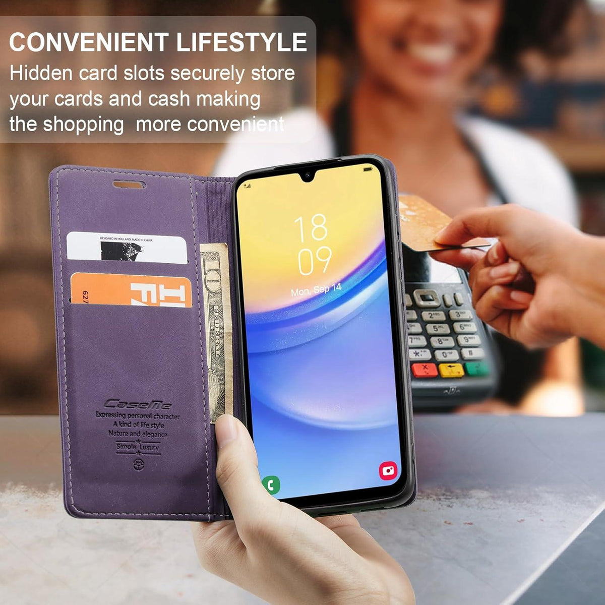Samsung Galaxy A15 Handyhülle 5G Leder Flip Case mit Standfunktion