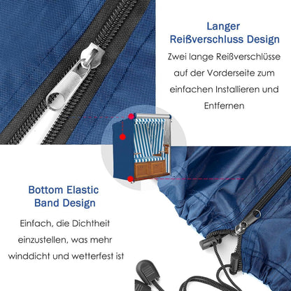 Winterfeste Strandkorb Hülle 420D Oxford Blau 135x105x175cm