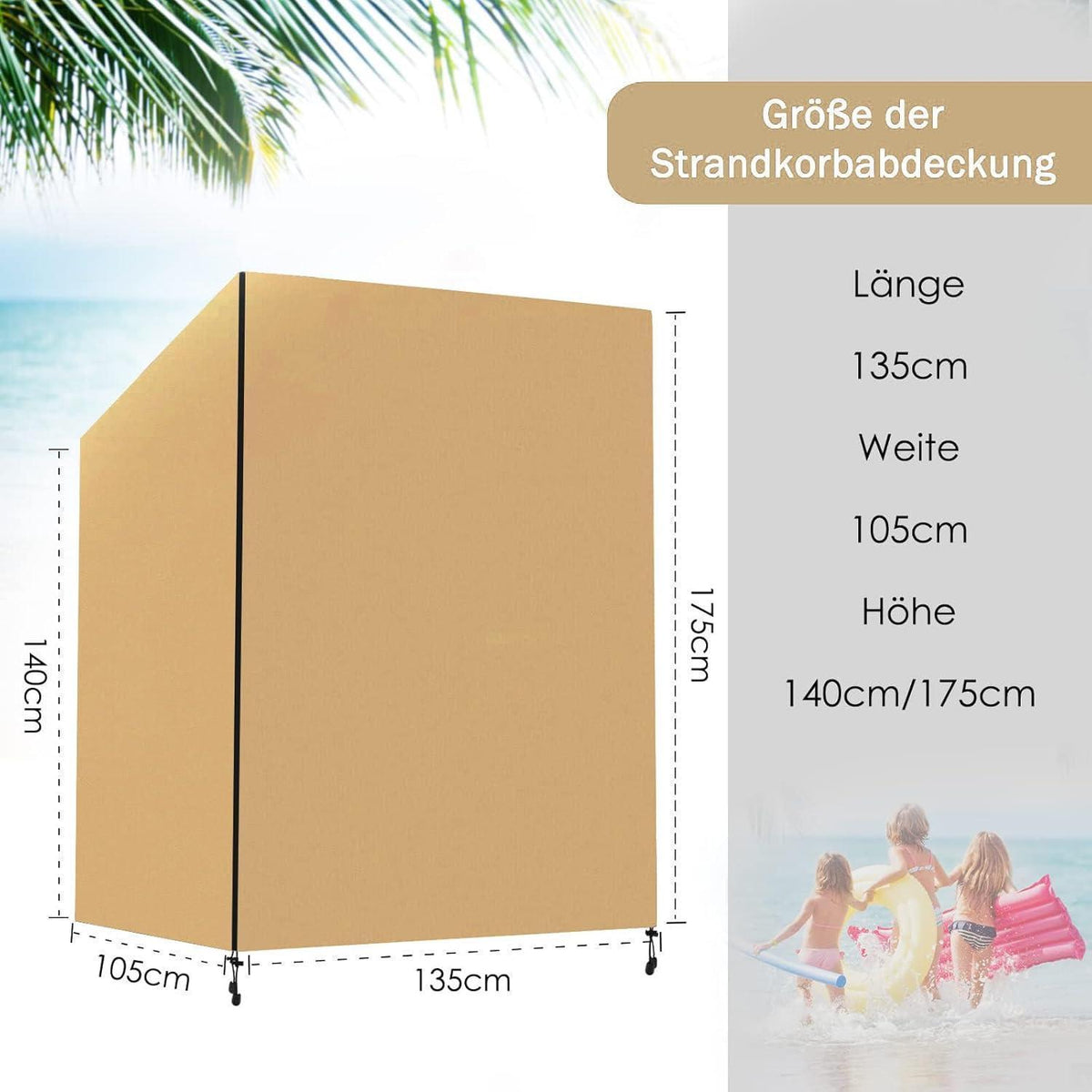 Strandkorb Schutzhülle Winterfest Gelb 420D Oxford 135x105x175cm