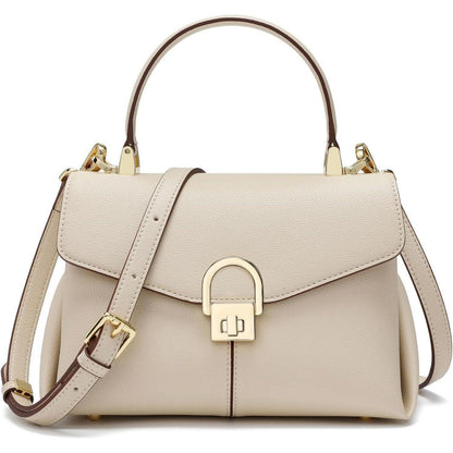 Leder Umhängetasche Damen Klein Beige | Abnehmbarer Gurt