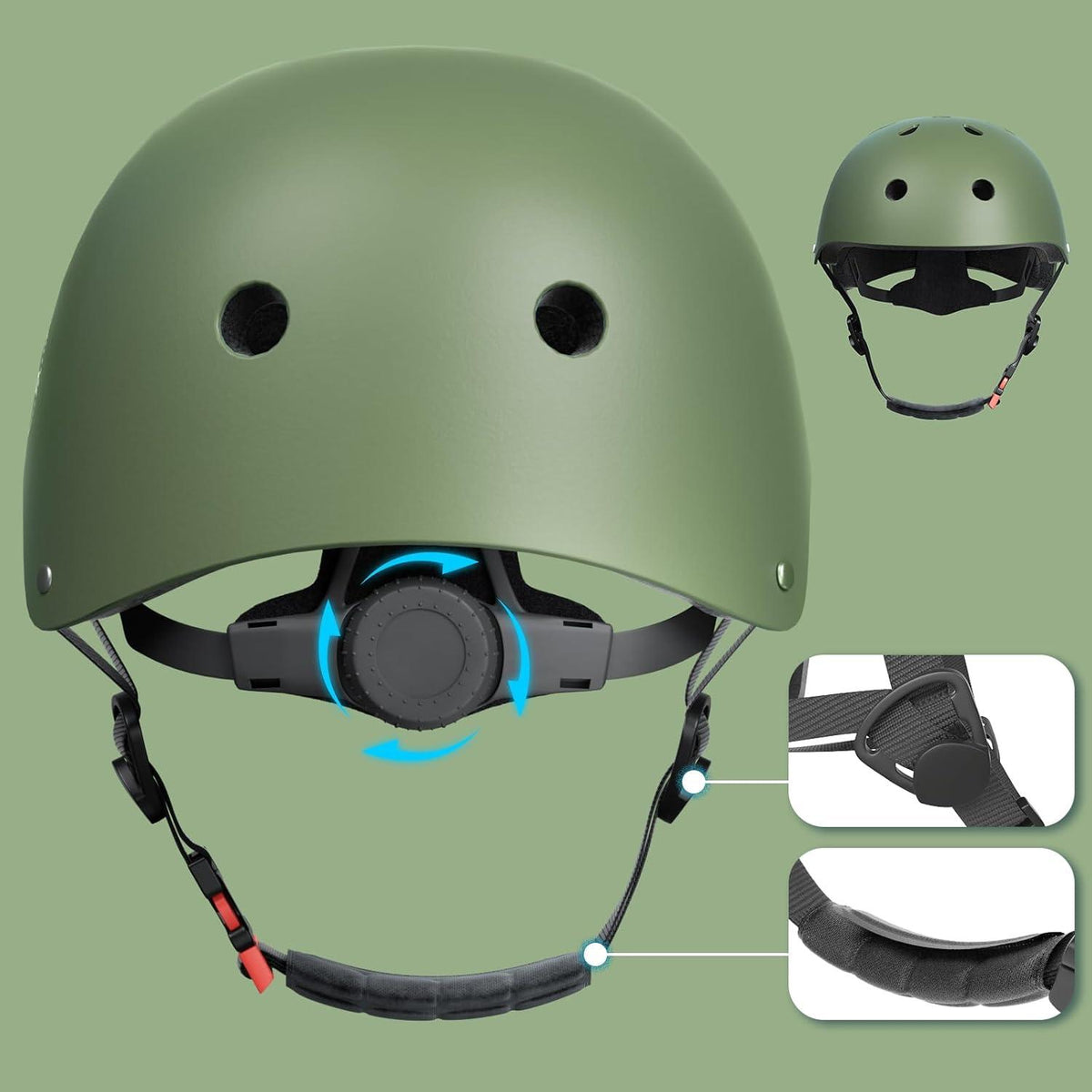Kinder Jugend Fahrradhelm Multisport CE-Zertifizierung Olivgrün