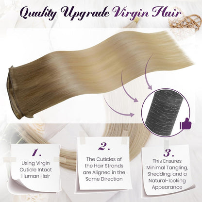 Echthaar Tressen Braun Blond Ombre 45cm - Virgin Qualität