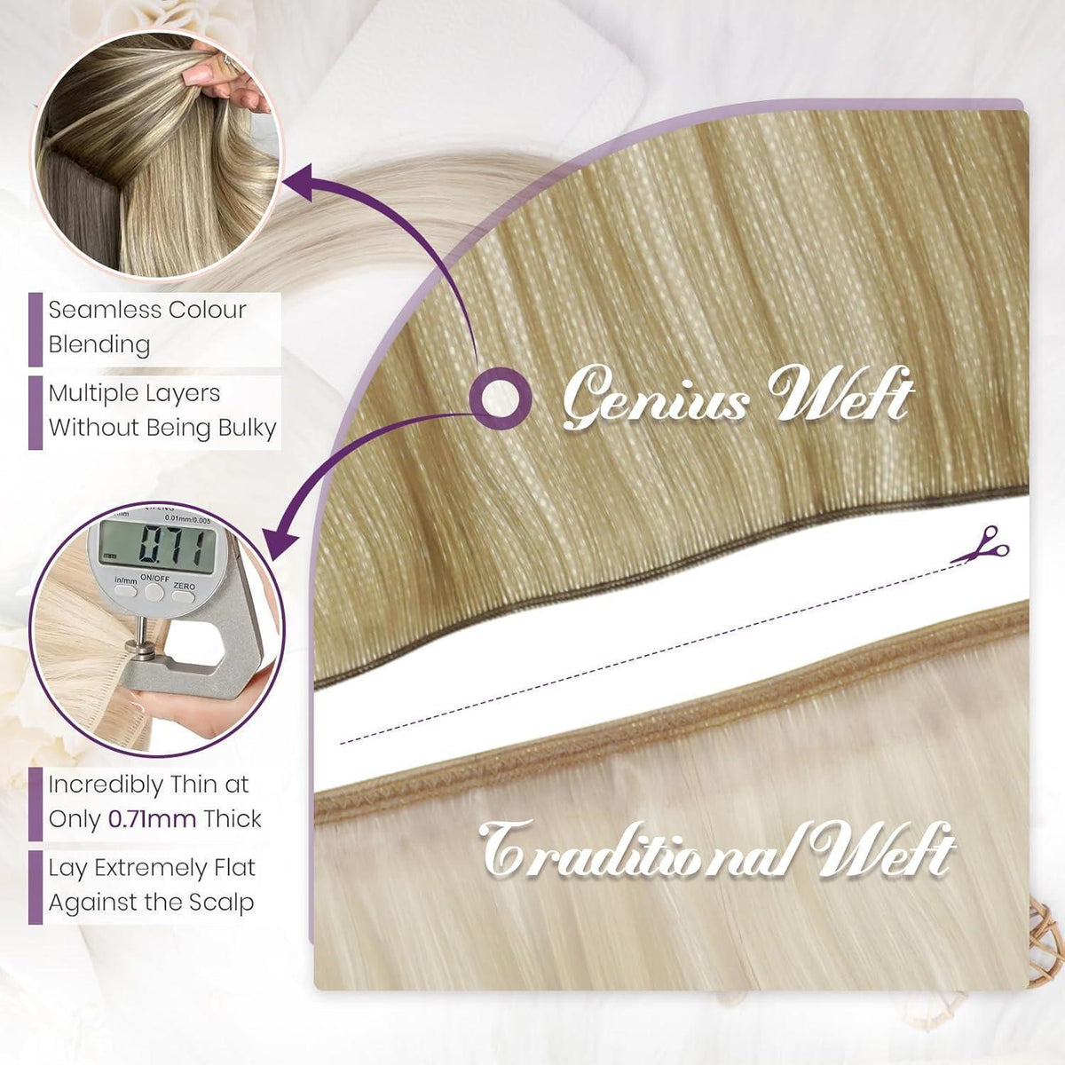 Echthaar Tressen Braun Blond Ombre 45cm - Virgin Qualität