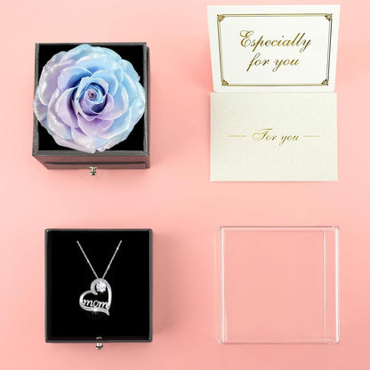 Ewige Rose Halskette für Mama, 925 Silber, Geschenk Muttertag