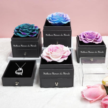 Ewige Rose Geschenkset für Mama, 925 Silber Mom Halskette, Muttertag