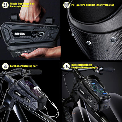 Fahrradtasche Rahmen Wasserdicht Mecha-Style Touchscreen Sonnenblende Schwarz