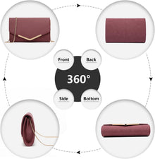 Miss Lulu Damen Elegant Umschlag Clutch Handtasche mit Kette