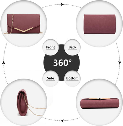 Miss Lulu Damen Elegant Umschlag Clutch Handtasche mit Kette