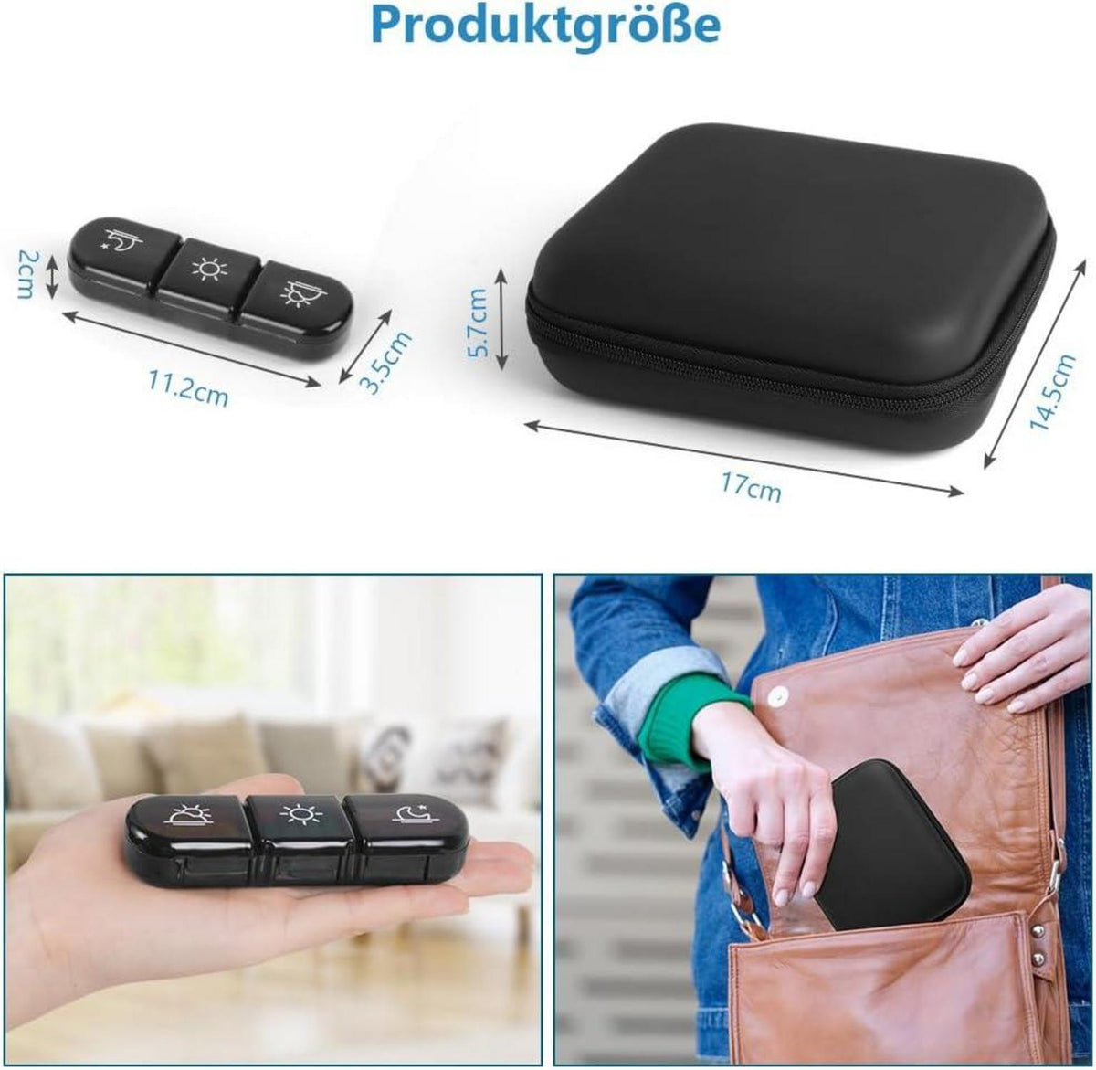 ACWOO Tablettenbox 7 Tage 3 Fächer BPA-frei & Handlich