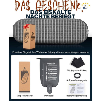 Aufblasbare Camping Isomatte 8cm Dicke R-Wert 6,2 Grau 198cm