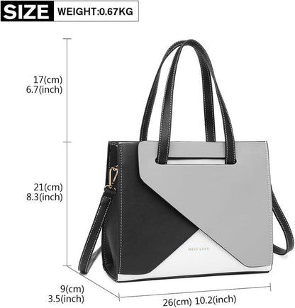 Schwarze Miss Lulu PU Leder Henkeltasche Damen