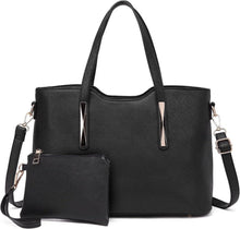 Moderne Miss Lulu Damen Handtasche Set Schwarz PU Leder