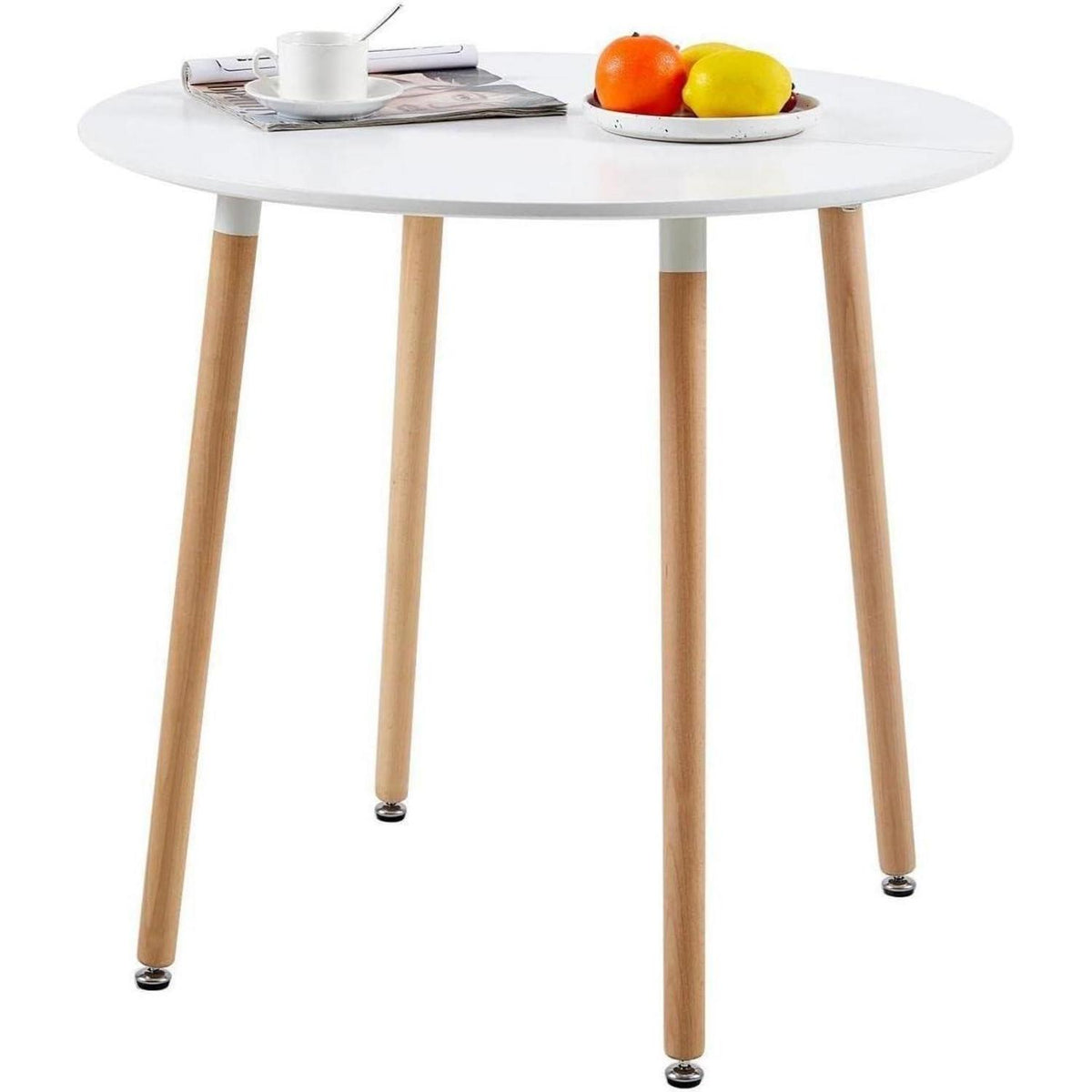 Essgruppen Set für 2 Personen – Runder Weißer Tisch + 2 Grau Buche Stühle