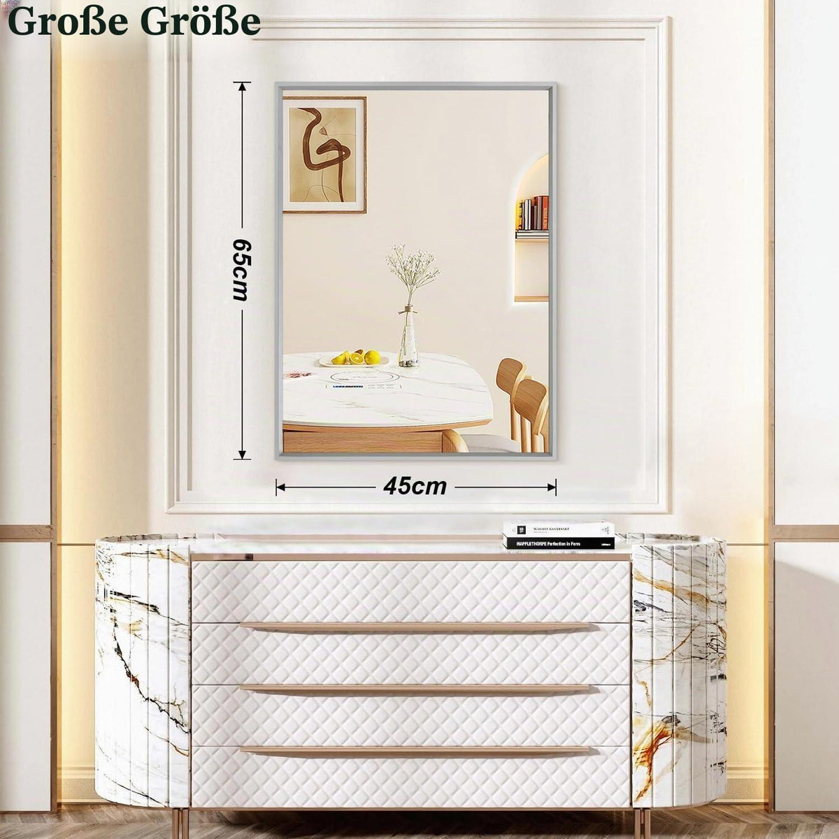 Moderner Wandspiegel 65x45cm mit Metallrahmen – Grau