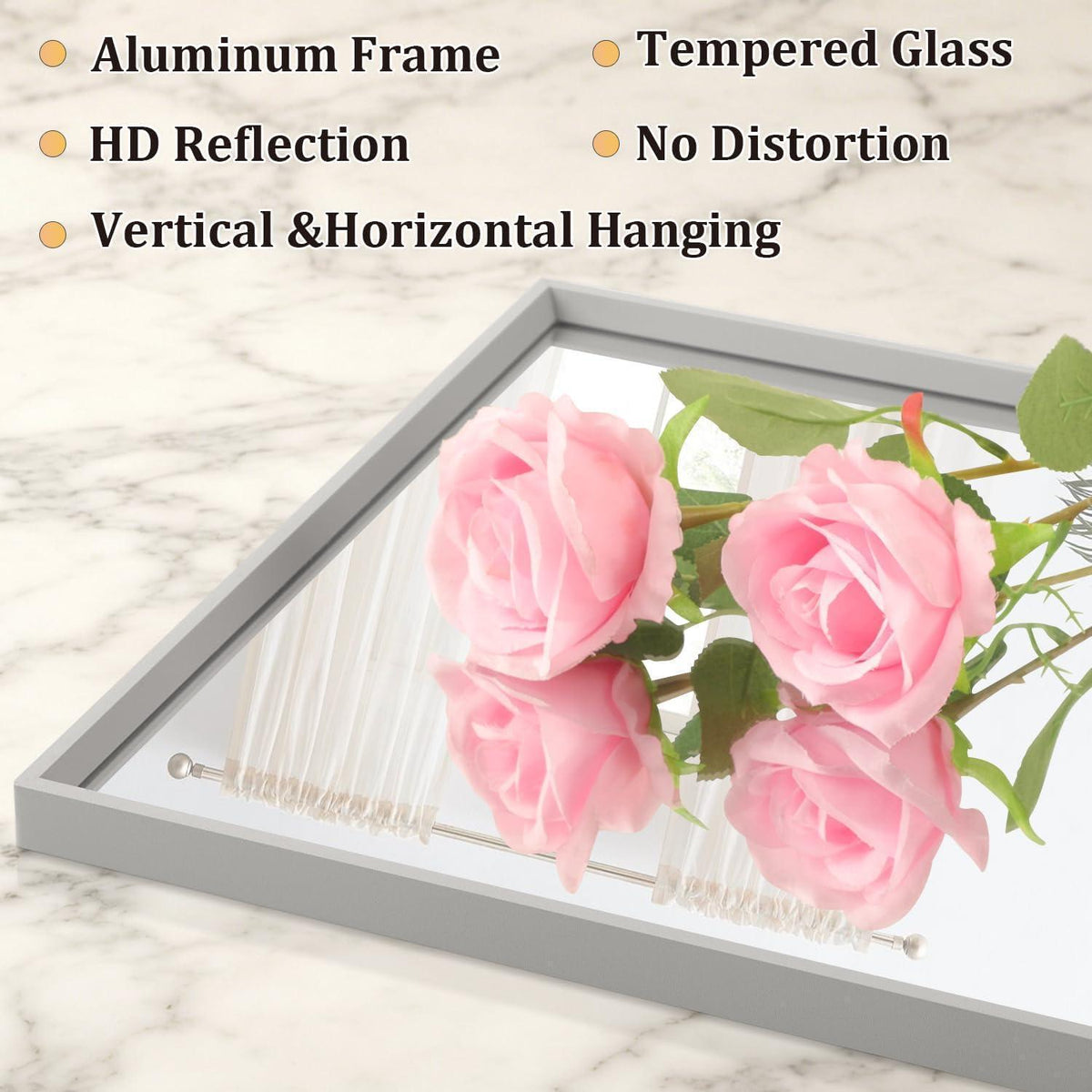 Moderner Wandspiegel 70x50cm mit Metallrahmen – Grau