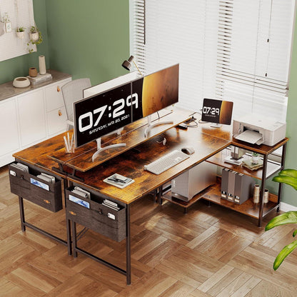 ODK Eckschreibtisch 147x80cm Weiß mit USB-Ladeanschluss & Steckdose