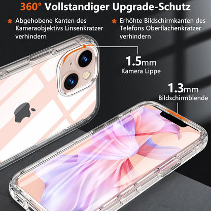 iPhone 13 Mini Hülle mit Panzerglas, 360° Rundumschutz, Stoßfest, Klar