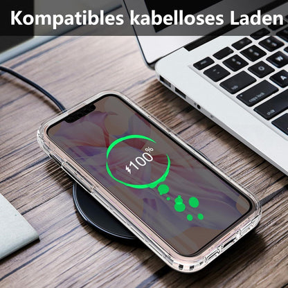 iPhone 13 Mini Hülle mit Panzerglas, 360° Rundumschutz, Stoßfest, Klar