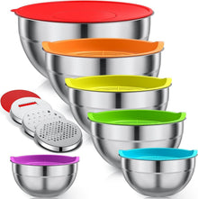 LEIKEEGO Rührschüssel Set 6-teilig Edelstahl Spritzschutz Reiben 4,5L