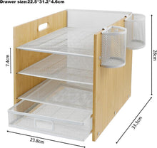 Briefablage 4-Fach Organizer Bambus Büro Papierablage Mesh