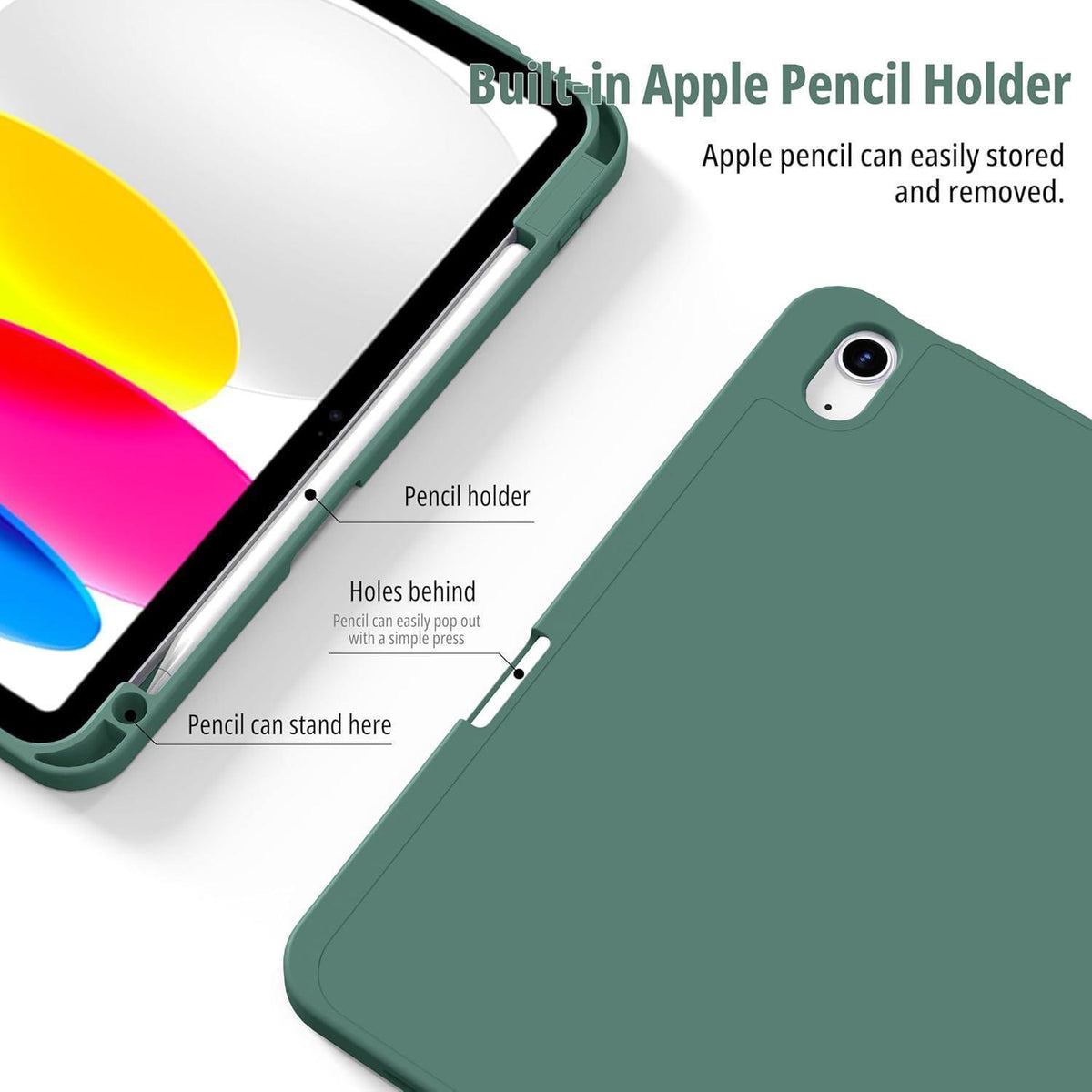 iPad Hülle mit Stifthalter, Nachtgrün, 11./10. Gen.