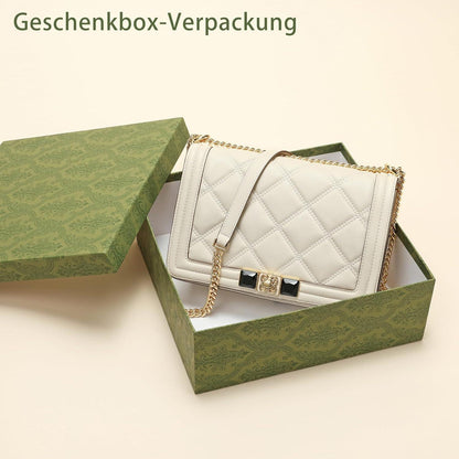 Damen Umhängetasche Beige Leder Crossbody Verstellbarer Gurt