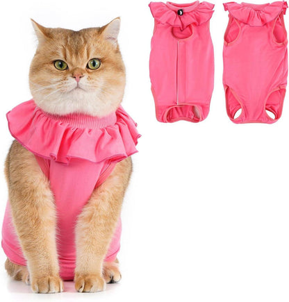 Katzenbody für Katze nach OP mit Leckschutz M-Rosepink