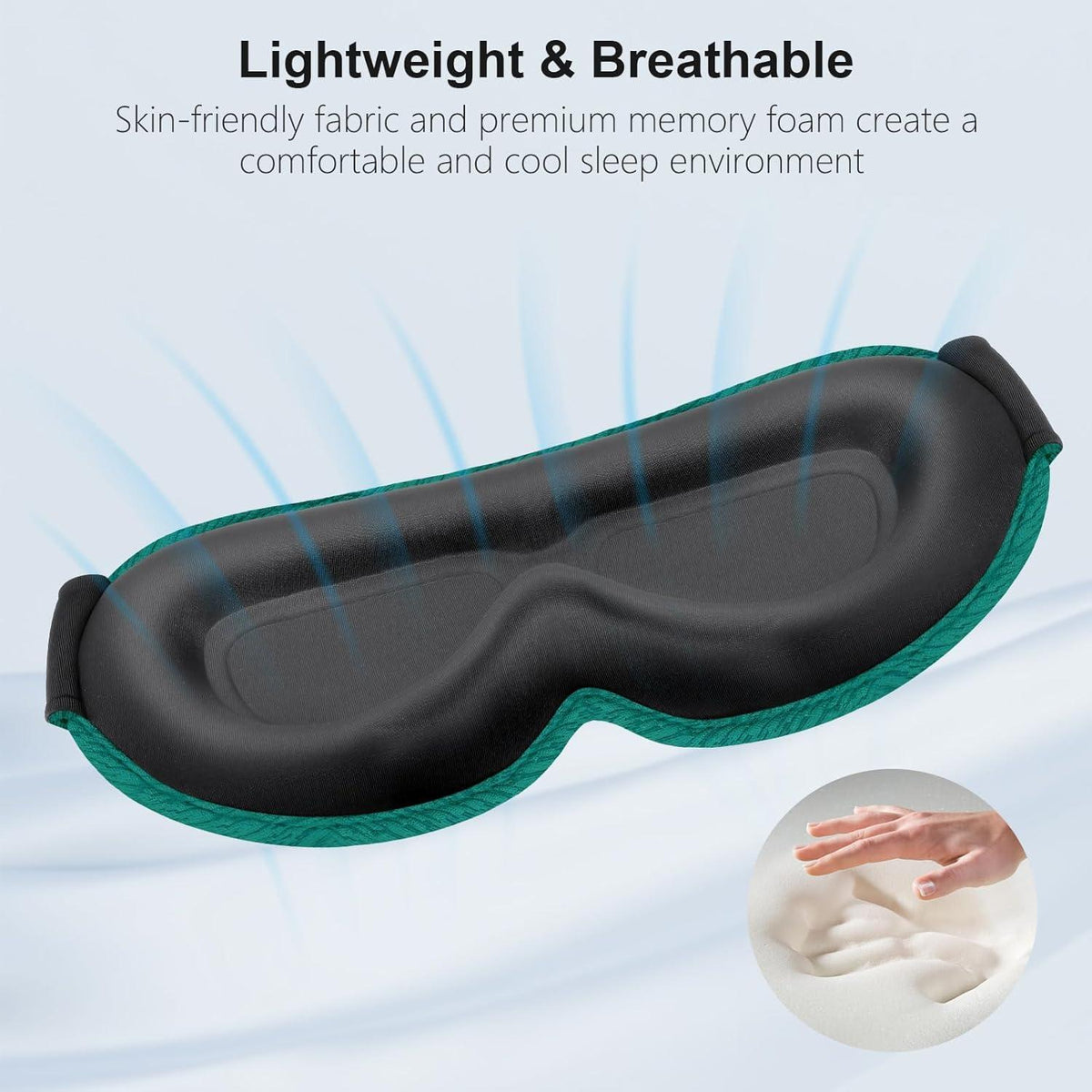 3D Schlafmaske für Seitenschläfer, Dunkles Cyan, 2 Paar Ohrstöpsel