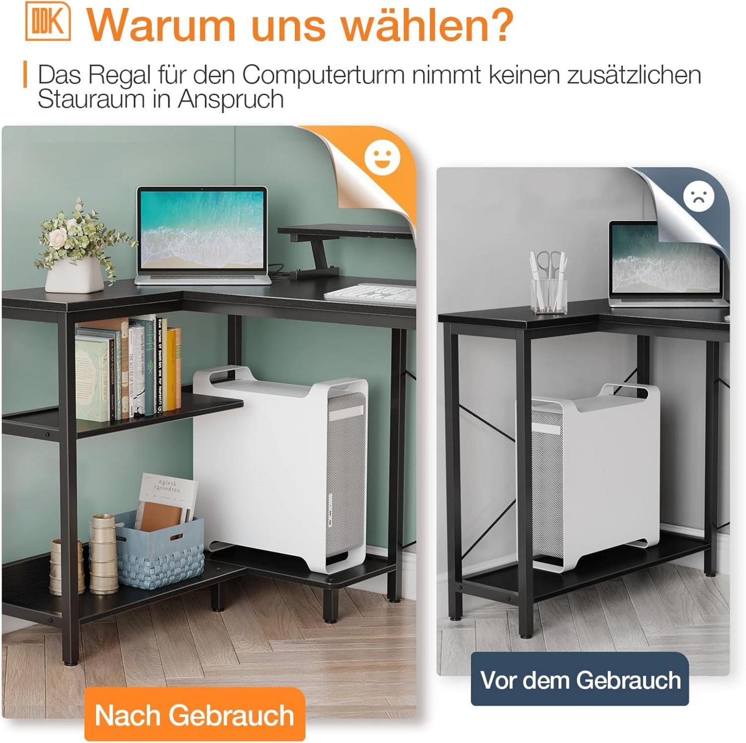 ODK Eckschreibtisch L Form Weiß 147x80cm Gaming Tisch