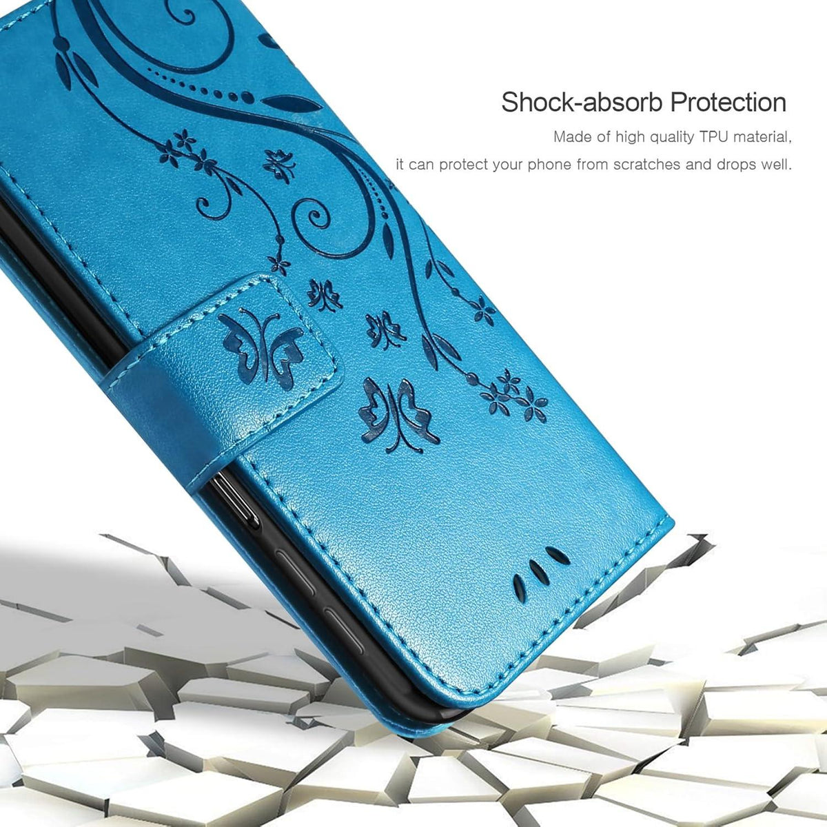 AROYI Samsung Galaxy A15 5G/4G Leder Flip Wallet Hülle Blau