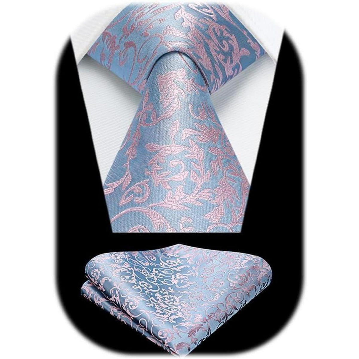 Krawatten-Set Paisley für Herren, Blau & Rosa