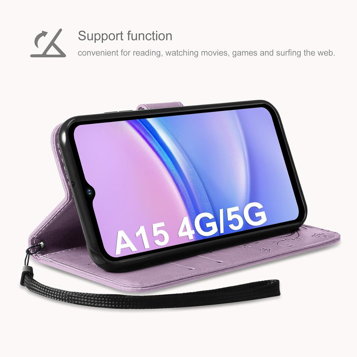 Samsung Galaxy A15 5G/4G Leder Wallet Handyhülle Lila