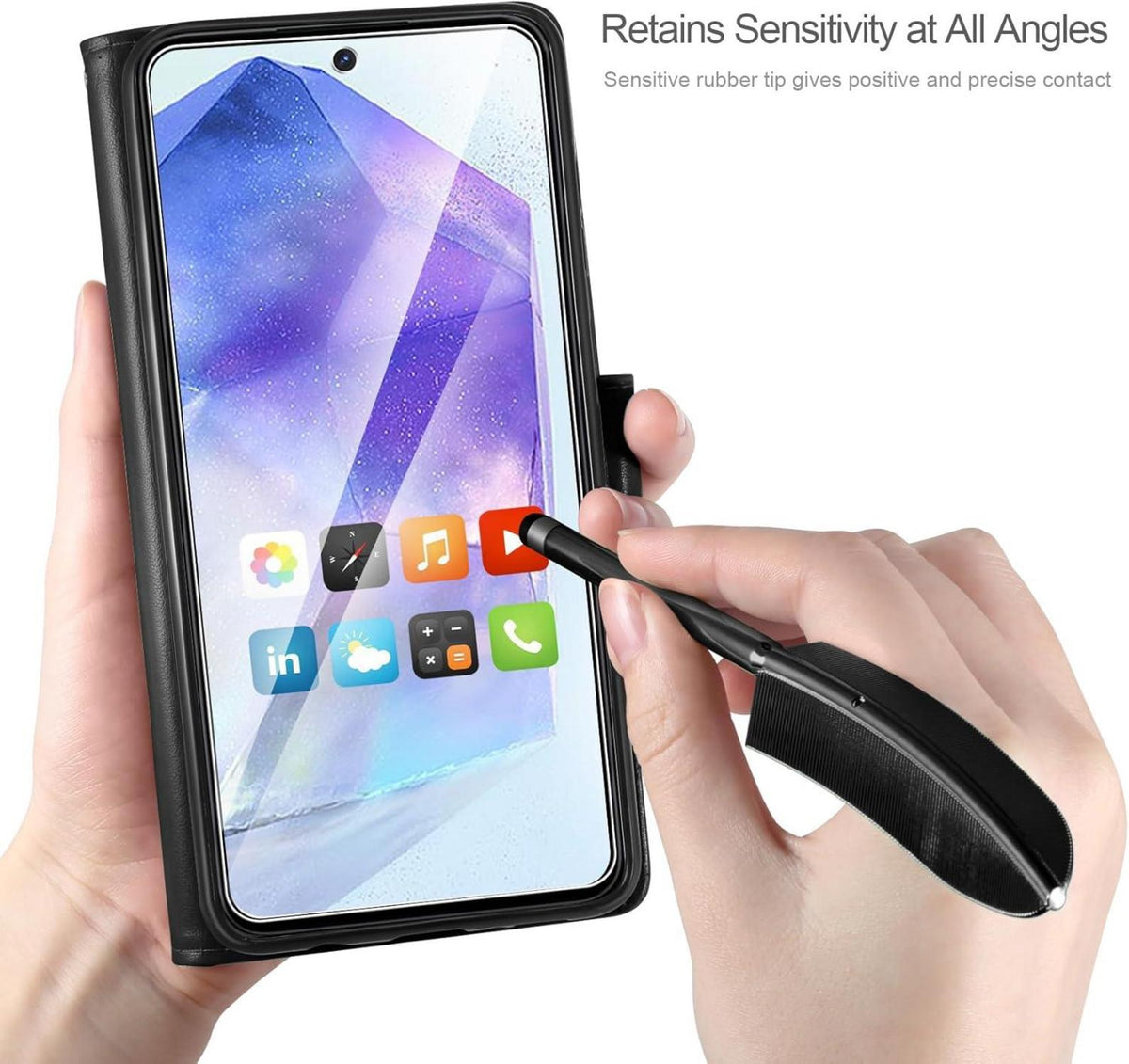 Lederhülle Samsung Galaxy A55 5G Wallet Tasche Schwarz
