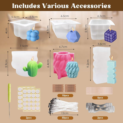 DIY Kerzen Set 6 Pcs Silikonform Kerze 3D Kerzenformen für