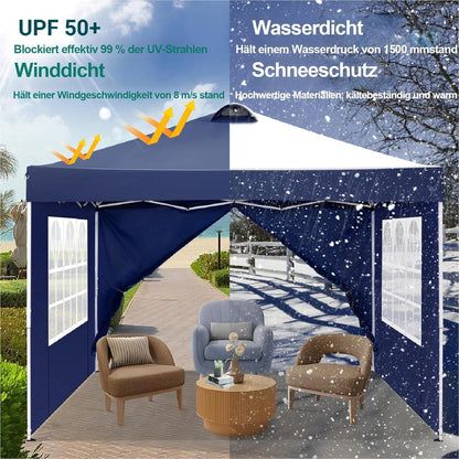 COBIZI Pavillon 3x3 Wasserdicht Stabil mit 4 Seitenteilen