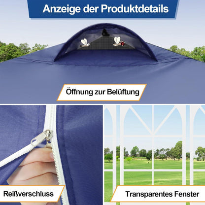COBIZI 3x3 Pavillon Faltpavillon Wasserdicht Stabil mit 4 Seitenteilen Sandsäcke